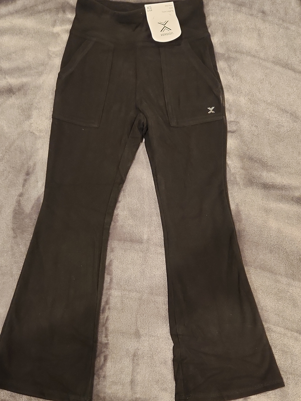 Xersion Black Kids' Flare Leggings with Front Pockets